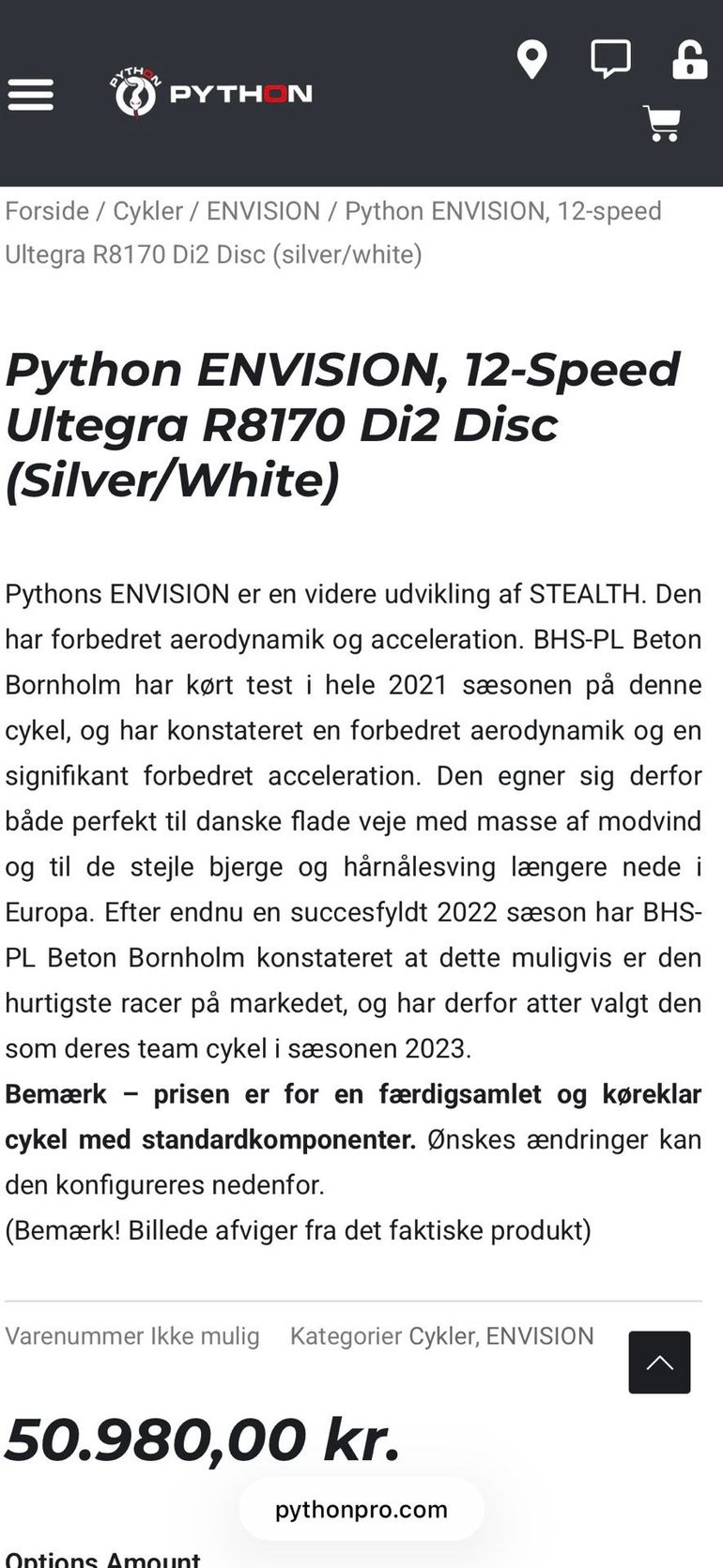 Brugt Python Envision Shimano Ultegra Di2 2023 Road & Gravel — billede 13 af 14