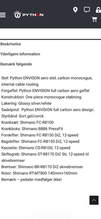 Brugt Python Envision Shimano Ultegra Di2 2023 Road & Gravel — billede 14 af 14