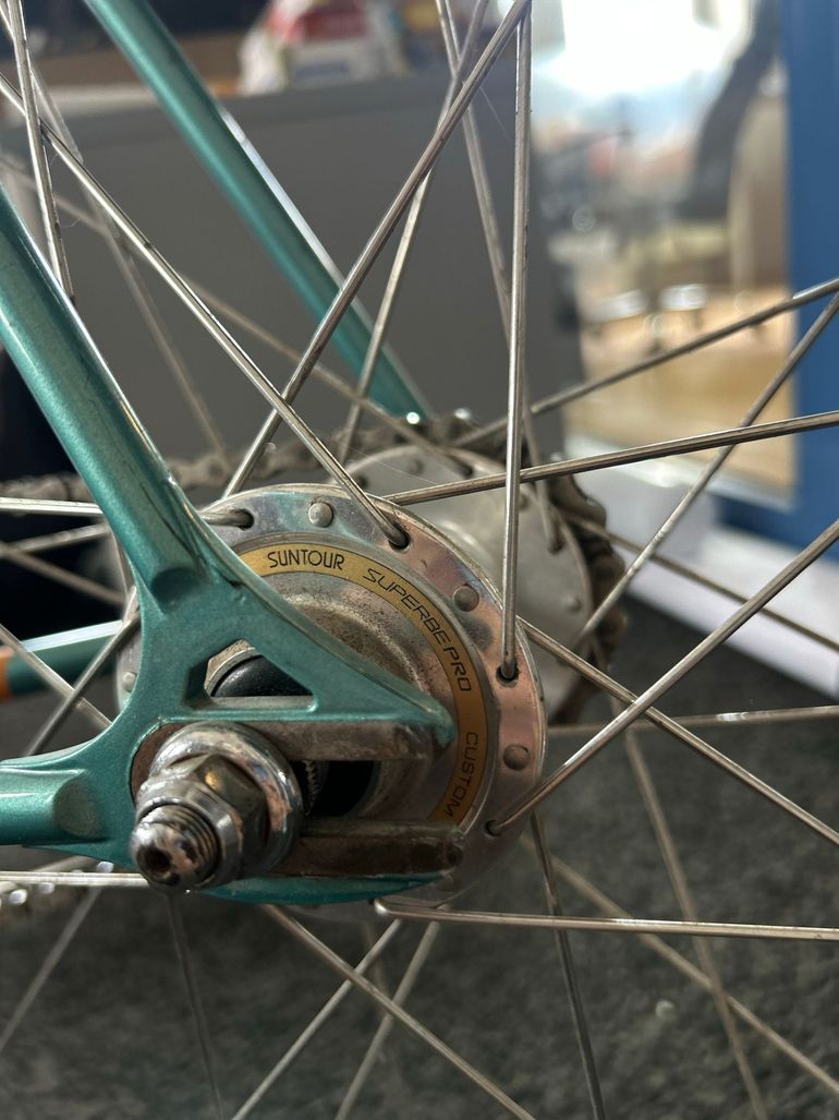Gebrauchtes Bridgestone Custom Shimano Dura Ace 1995 Road & Gravel, Grün — Bild 5 von 12