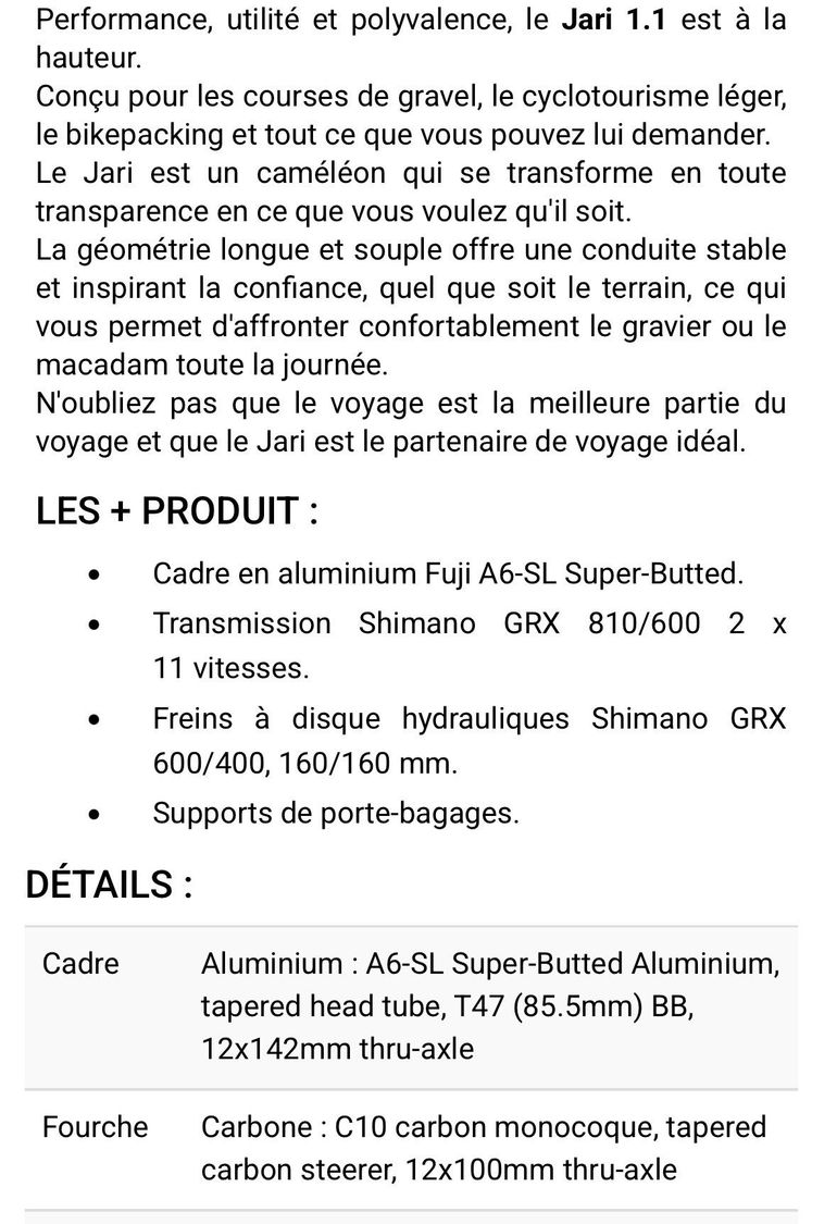 Fuji Jari 1.1 2025 Frameset 2025 Road & Gravel de segunda mano, Negro — imagen 3 de 7