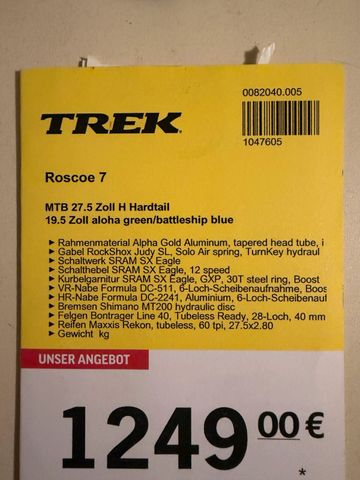 Used Trek Roscoe 7 2021 2021 Mountainbike, Green, 27.5 — image 7 of 7