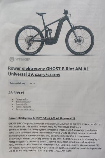 Brugt Ghost E-Riot AM Universal 2024 2024 Mountainbike — billede 2 af 10