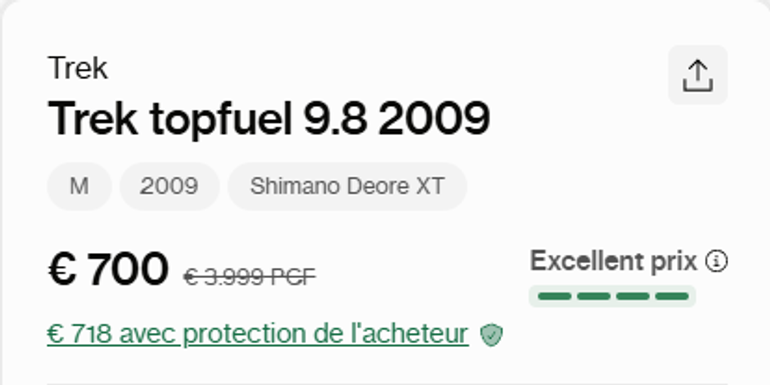 Použité Trek topfuel 9.8 2009 2009 Mountainbike — obrázek 6 z 6