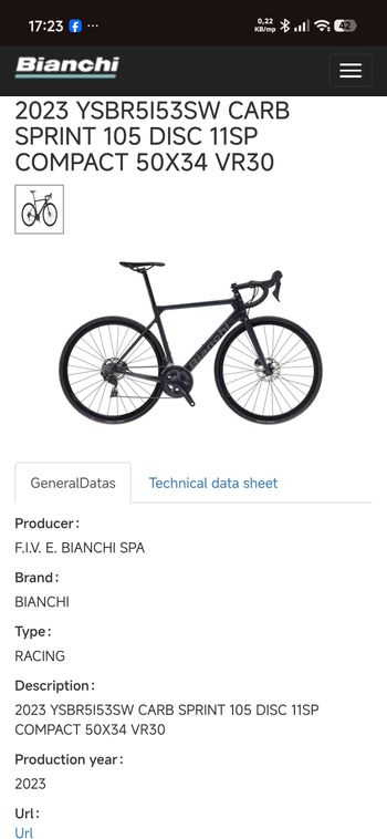Gebrauchtes Bianchi Sprint 105 2023 2023 Road & Gravel, Schwarz — Bild 3 von 10