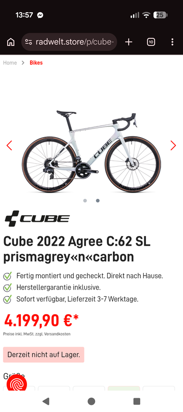 Gebrauchtes CUBE AGREE C:62, SL 2022 2022 Road & Gravel, Hellgrau — Bild 1 von 6
