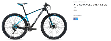 Brugt Giant XTC ADVANCED 29ER 1.5 GE Frameset 2018 Mountainbike — billede 6 af 6