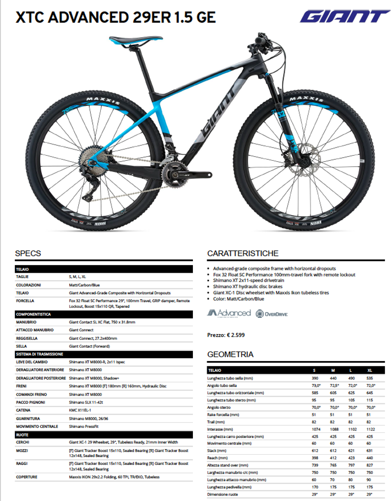 Brugt Giant XTC ADVANCED 29ER 1.5 GE Frameset 2018 Mountainbike — billede 5 af 6