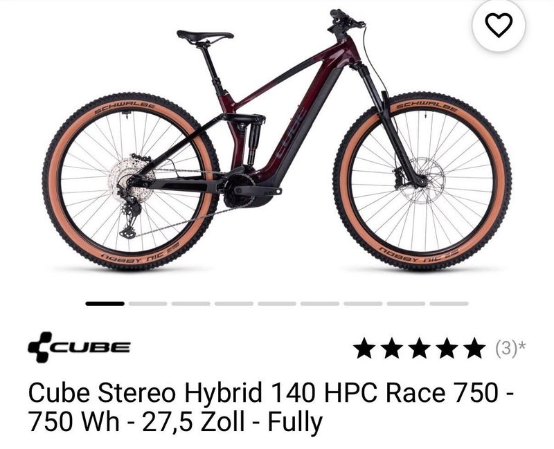 Used CUBE STEREO HYBRID 140 HPC, RACE 750 2023 2023 MTB