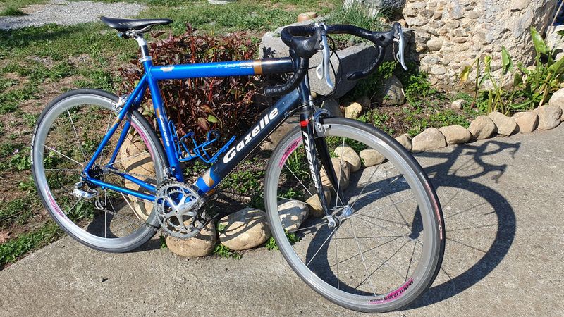 Brugt Gazelle Authentique Vélo Pro Gazelle / Merida (Team TVM 1999) - Ex-Geert Van Bondt - Full Campagnolo / Shamal Titanium 1999 Road & Gravel