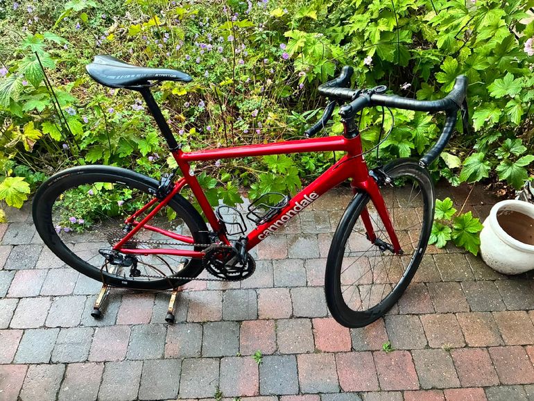 Used Cannondale CAAD Optimo 1 2022 FFWD TYRO 2.0 Carbon 45mm 2022 Road & Gravel, Red — image 6 of 7