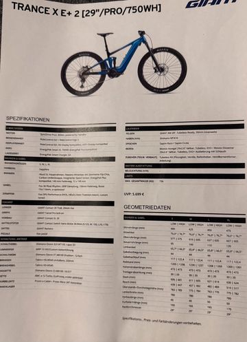 Gebrauchtes Giant Trance X E+ 2 I 750Wh I (nur 68km gefahren) 2023 Mountainbike, Blau — Bild 3 von 7