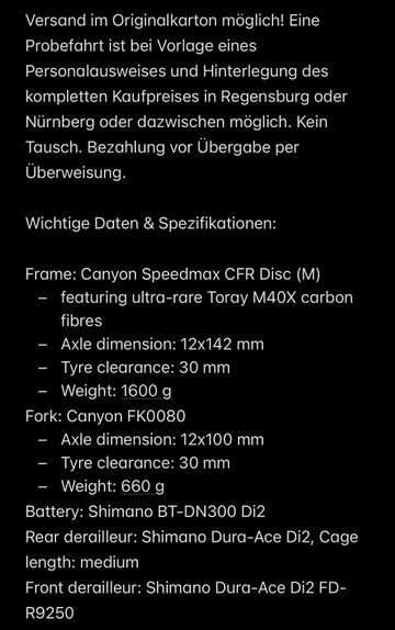 Canyon Speedmax CFR Di2 2025 2025 Road & Gravel d'occasion — image 17 sur 18