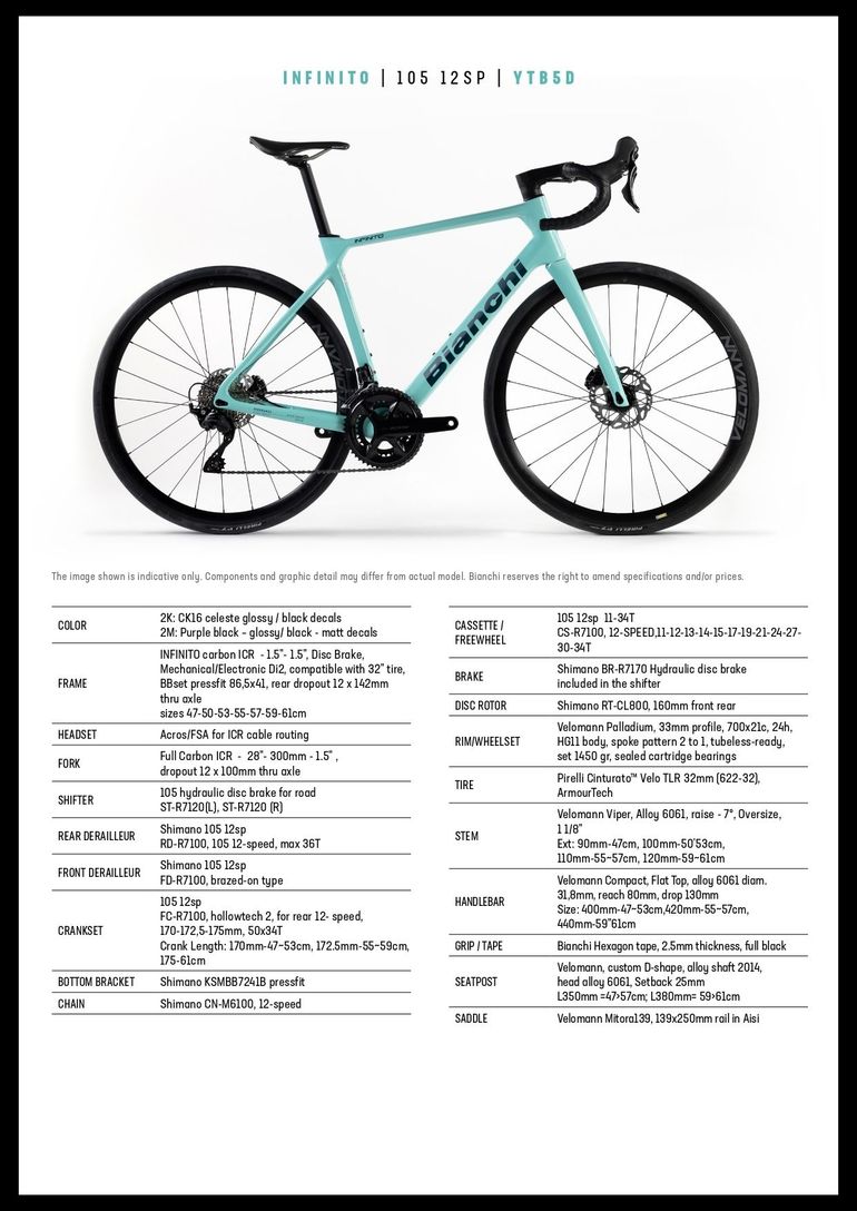 Gebrauchtes Bianchi Infinito 105 2024 2024 Road & Gravel, Blau — Bild 10 von 10
