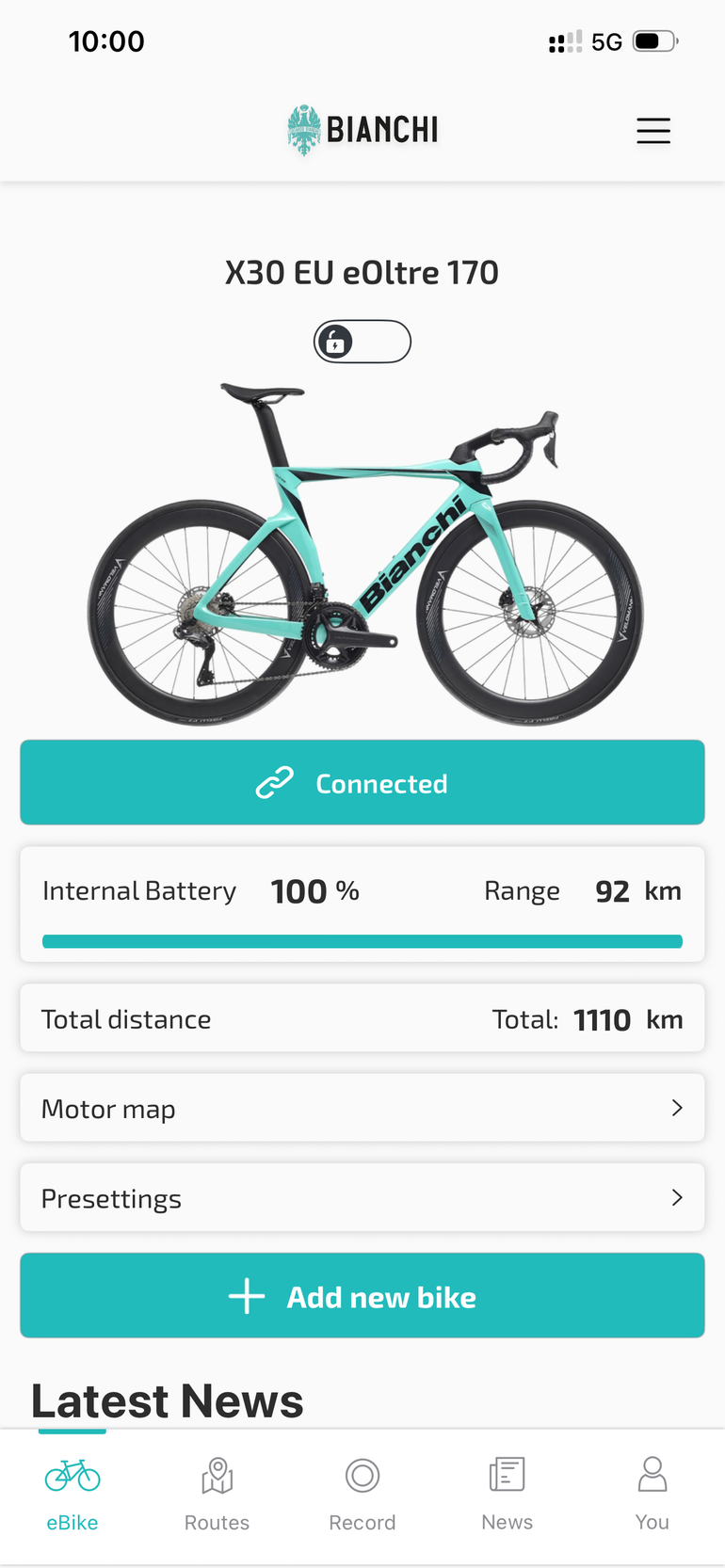 Used Bianchi e-Oltre 105 2025 2025 Road & Gravel, Green — image 6 of 6