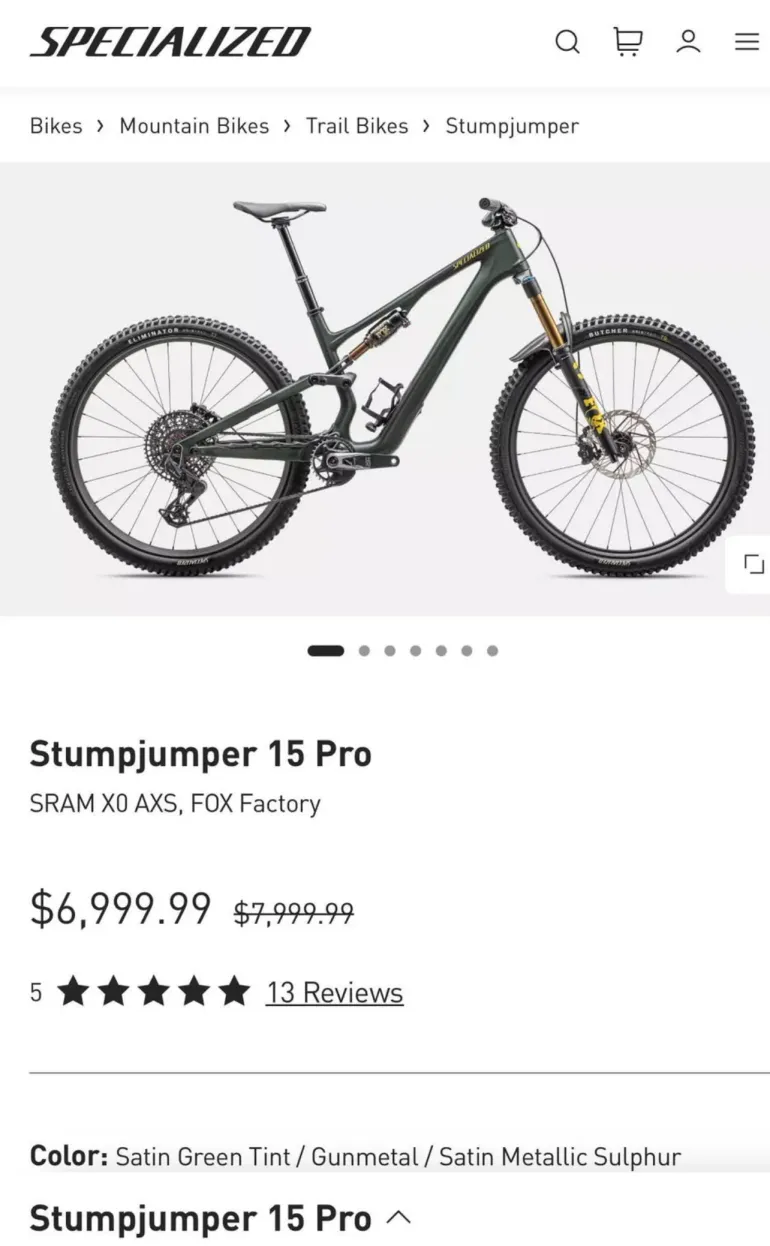 Used Specialized Stumpjumper 15 Pro - SRAM X0 AXS, FOX Factory