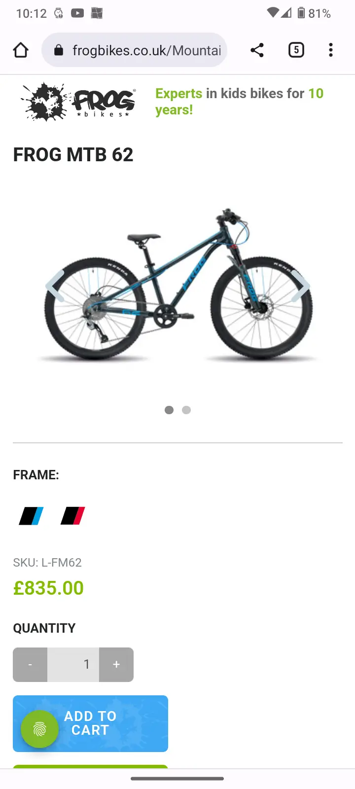 Frog MTB 62 used in XXS buycycle