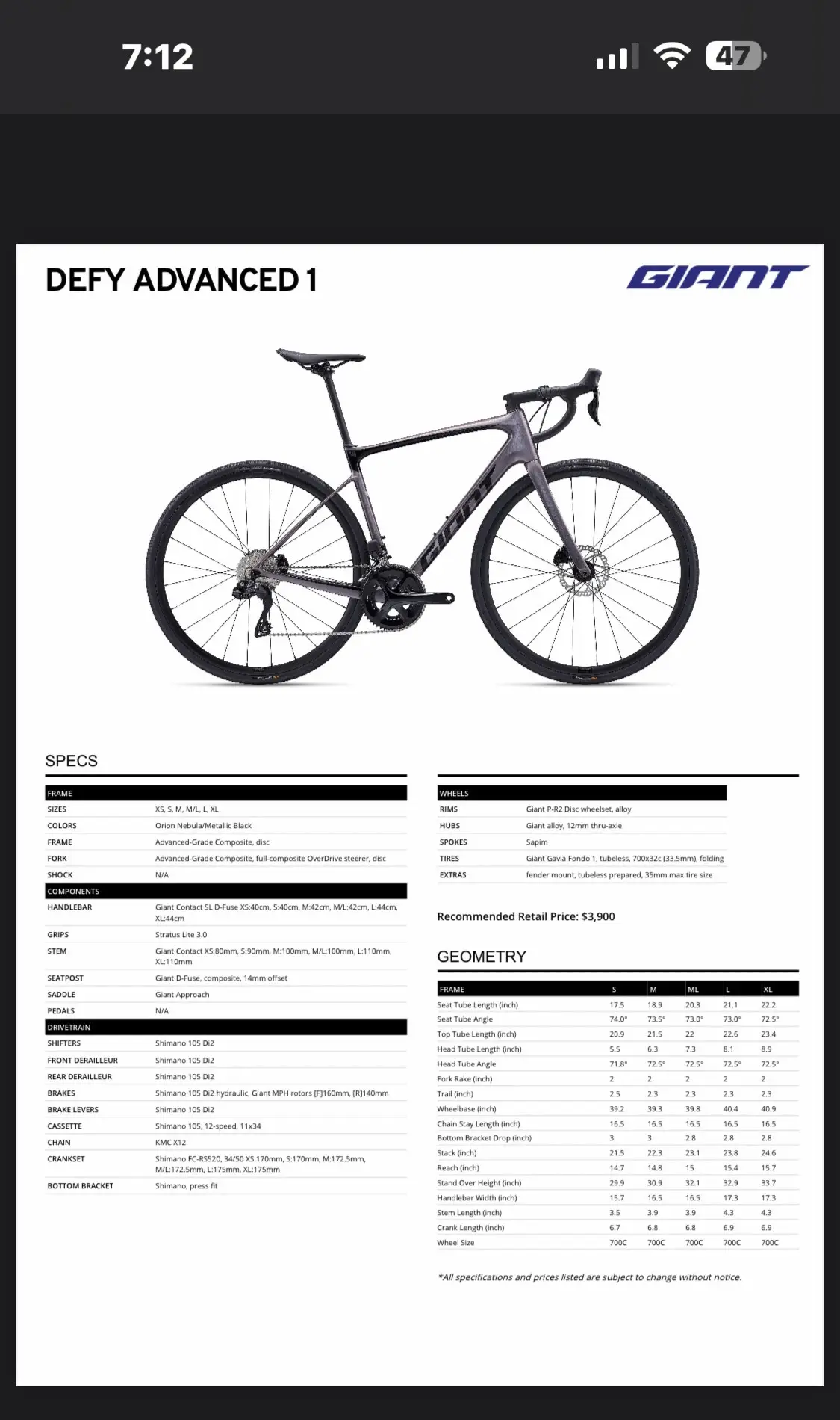 Giant defy advanced 2 size online guide