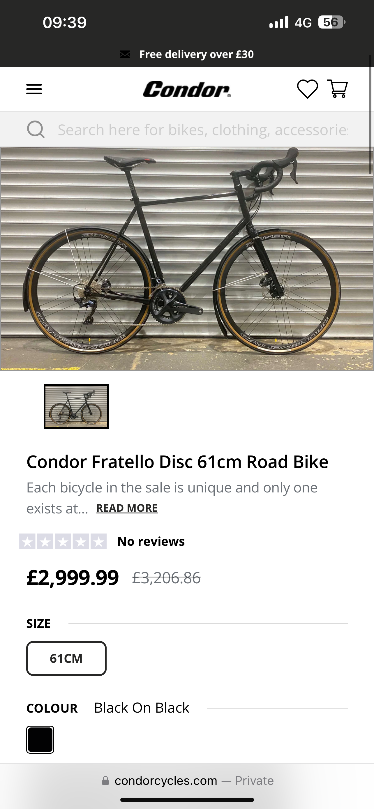 61cm store bike size