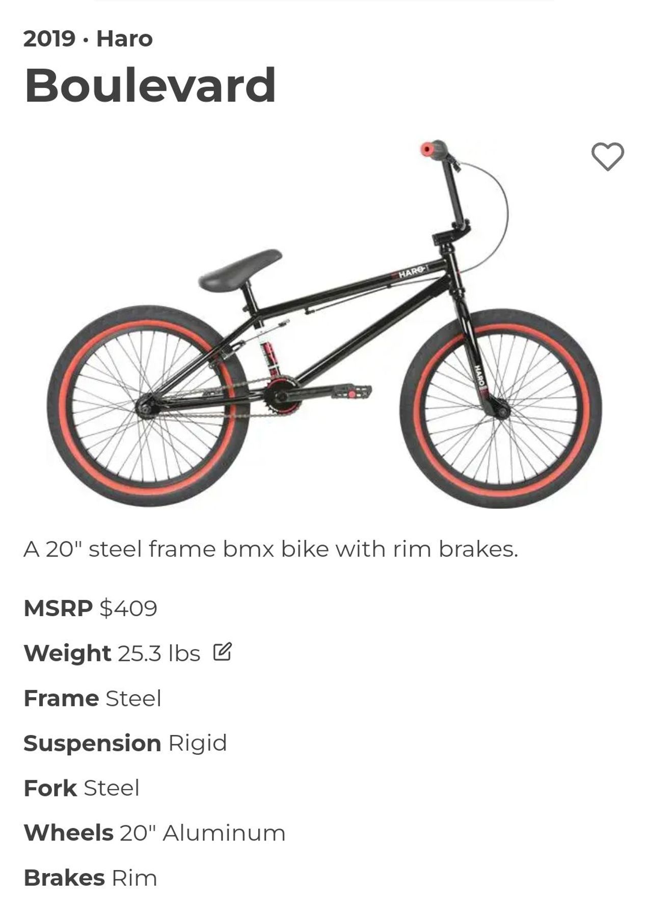 Haro boulevard discount bmx bike 2019