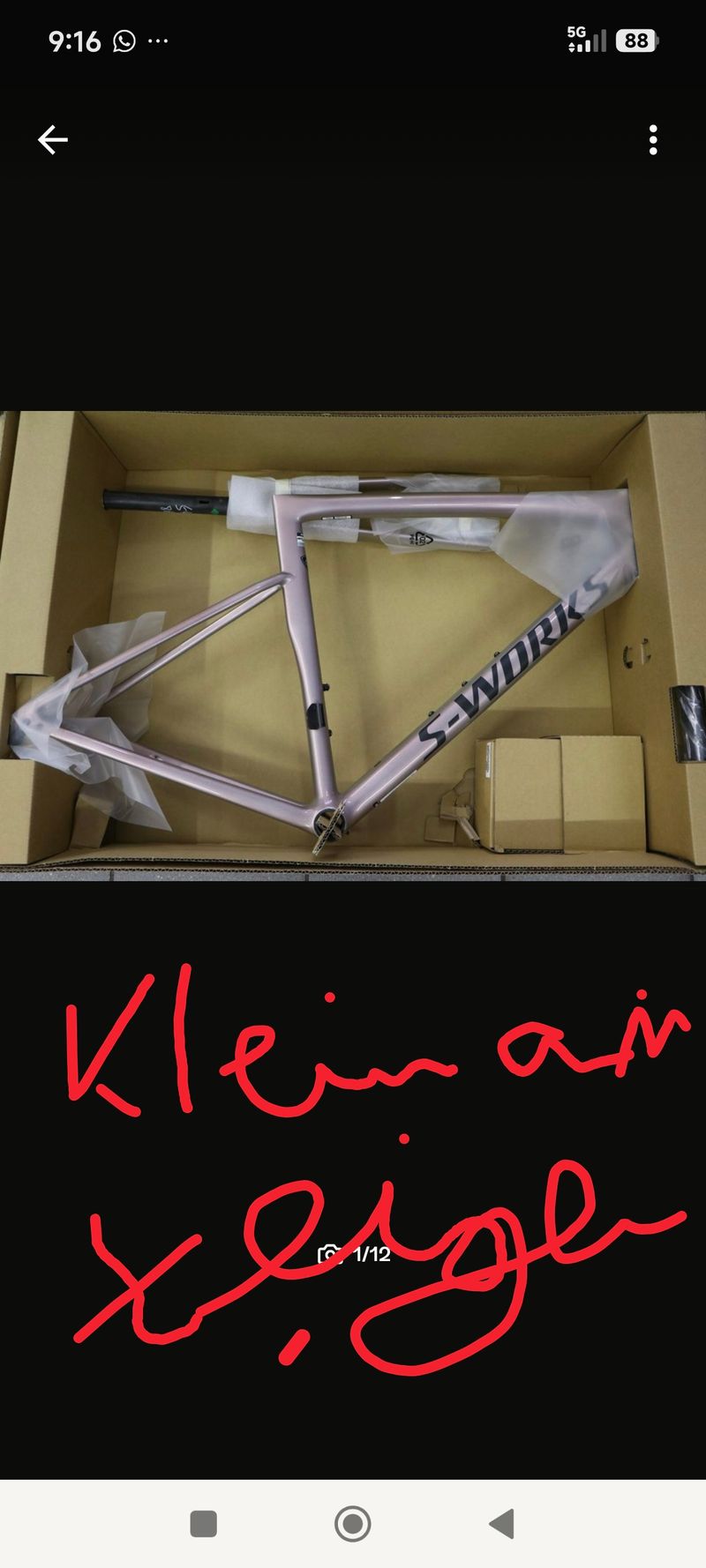 Specialized S.-WORKS SL8 Framekit Frameset 2025 Road & Gravel usato, Arancione — immagine 18 di 19