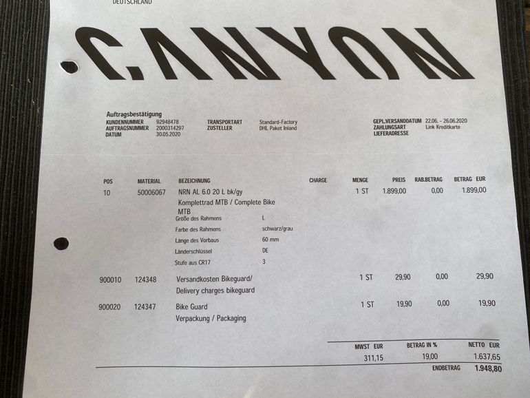 Used Canyon Neuron AL 6.0 2020 Mountainbike, Schwarz — image 6 of 6