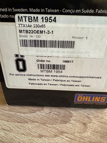 Used Öhlins ttx1 2025 Rear Suspension