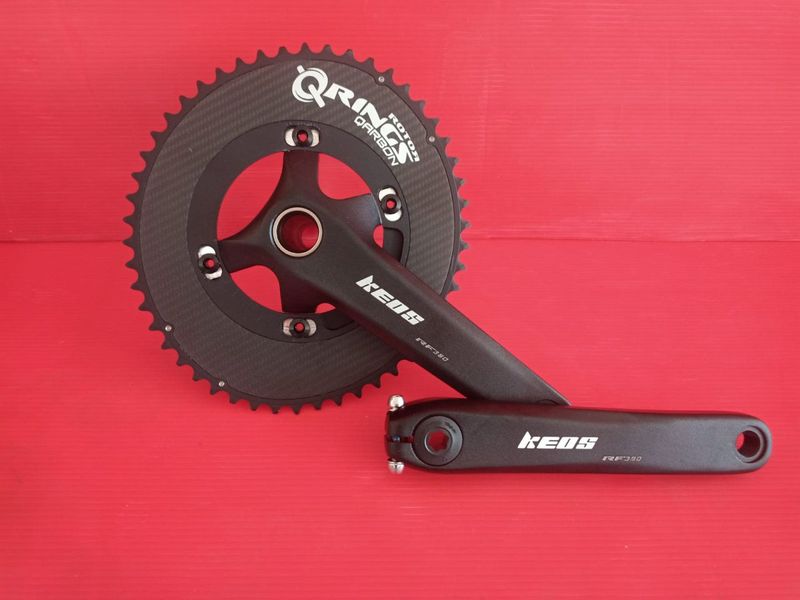 Tweedehands KEOS GUARNITURA RF380 + ROTOR QARBON OVAL Drivetrain & Pedals