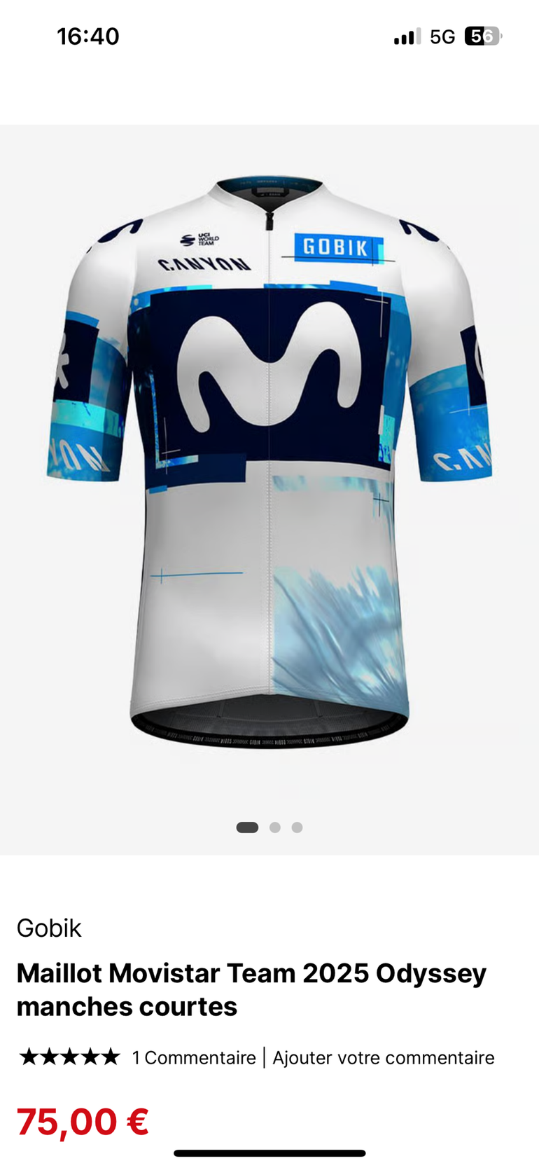 Gobik maillot Movistar 2025 odyssey team manche courte 2025