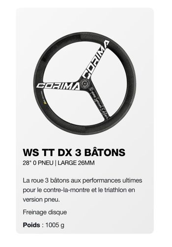 Used Corima WS TT DX 3 bâton/ disc 2022 bike — image 2 of 3