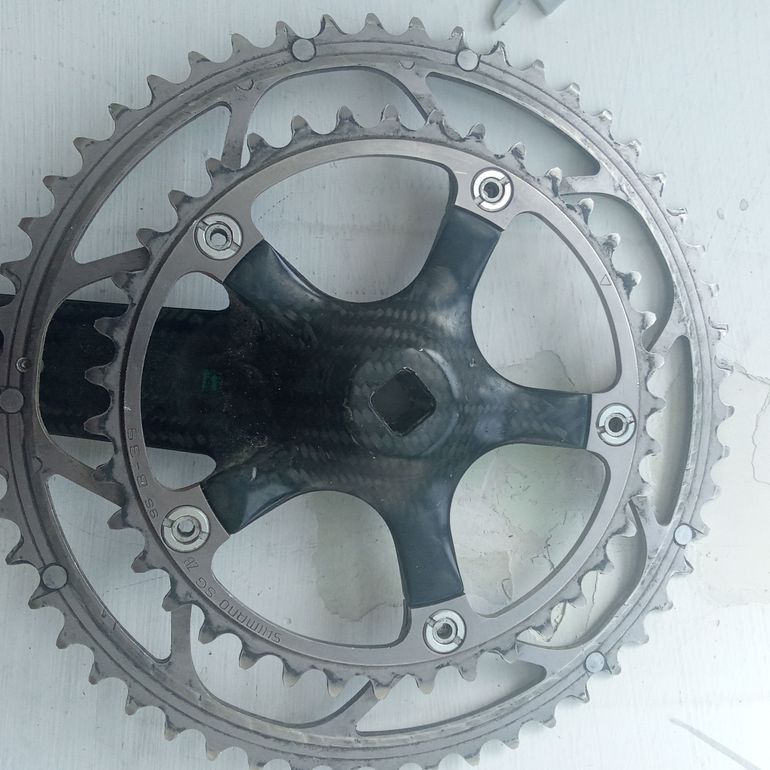 Used Shimano guarnitura carbonio 53 39 pedali 172.5 perno quadrato bb 100 2015 bike — image 6 of 7