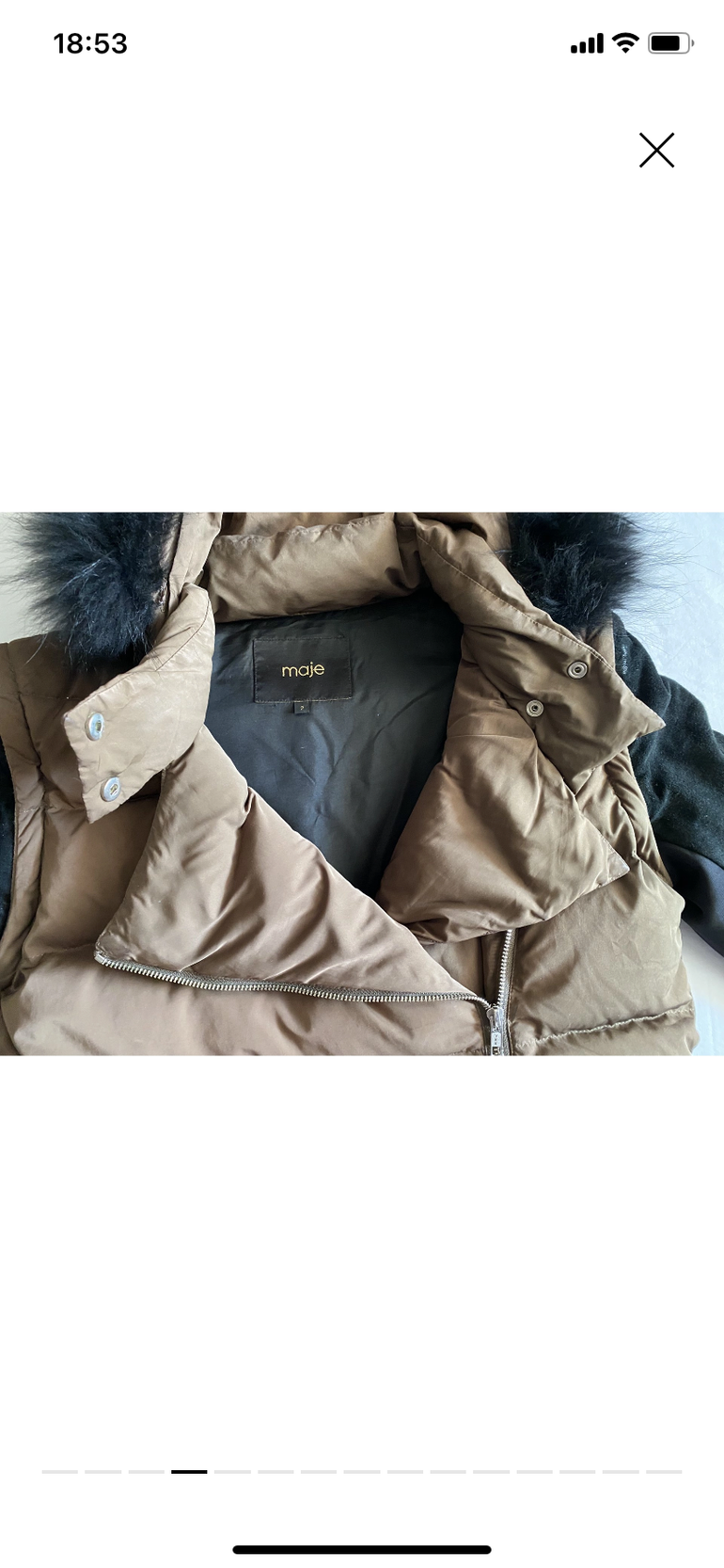Used maje Superbe Doudoune femme marque ,duvet et plume Kaki et Noir 2022 bike — image 8 of 13