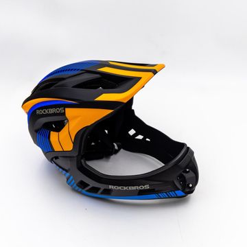 Gebrauchtes RockBros Lightweight Cycling Helmet with Removable Chin - Blue/Orange Cycling Accessories