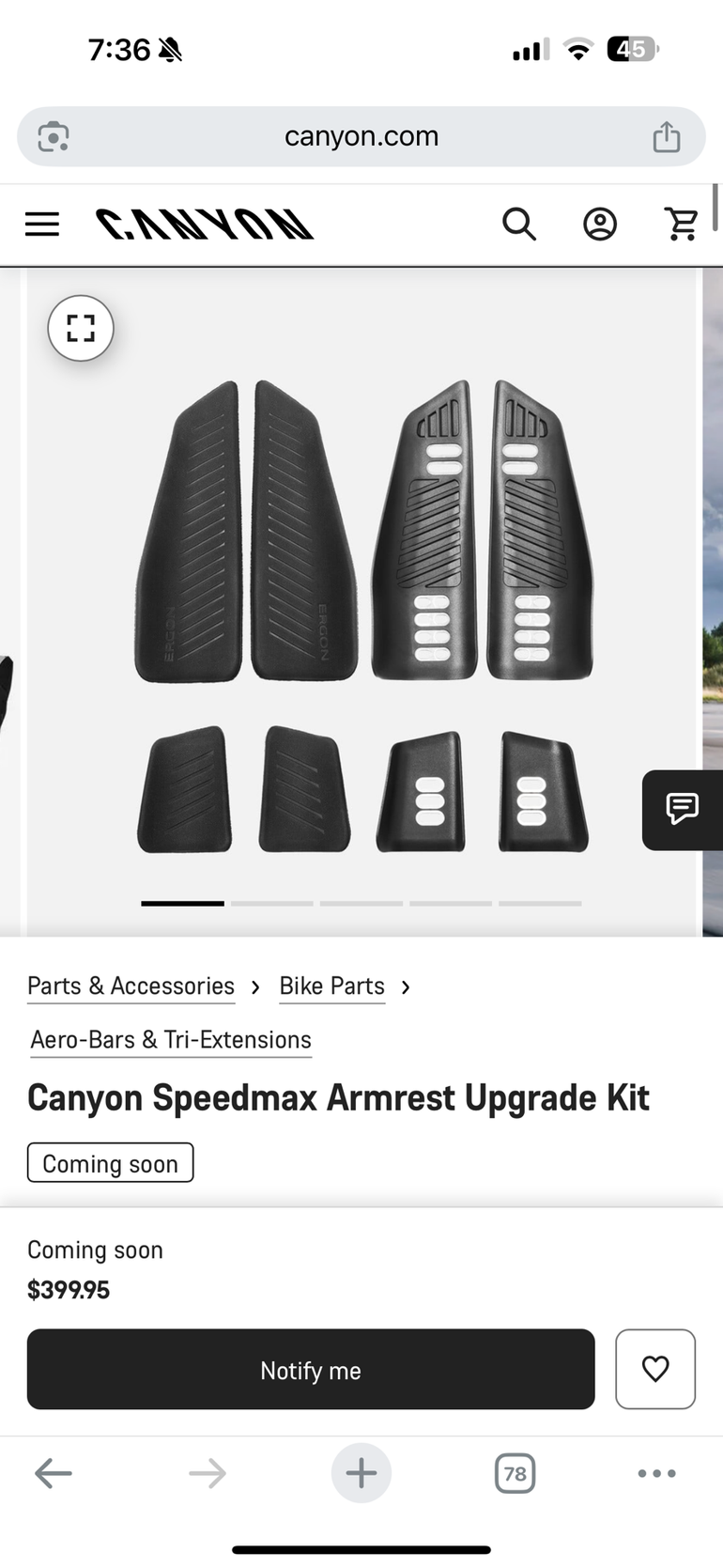 Used Canyon Speedmax Armrest Upgrade Kit 2025 bike — image 1 of 3