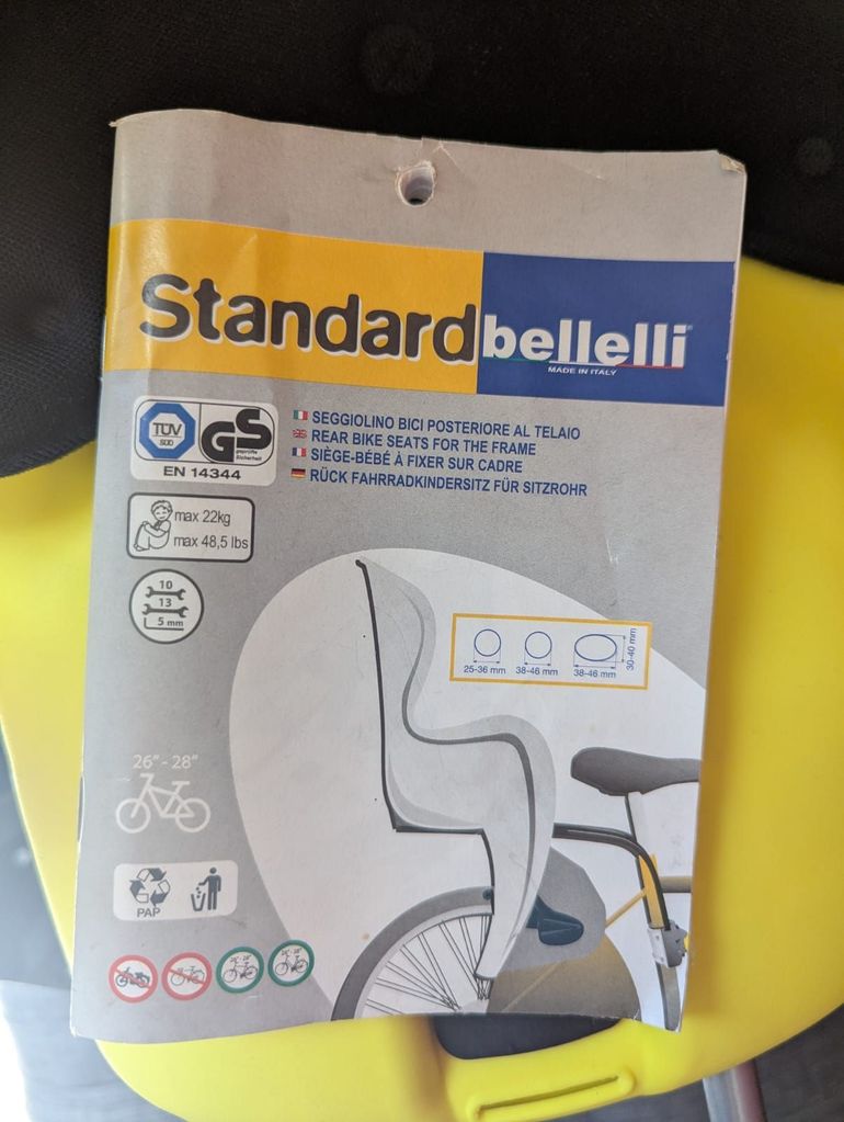 Used belelli Bellelli Light, Seggiolino per Tubo Unisex - aggancio tubo bici + staffa extra più lunga per bici da 29 bike — image 2 of 13