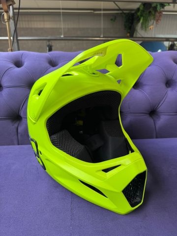 Brugt Fox Rampage Full Face Helmet Fluorescent Yellow 2024 bike — billede 2 af 5