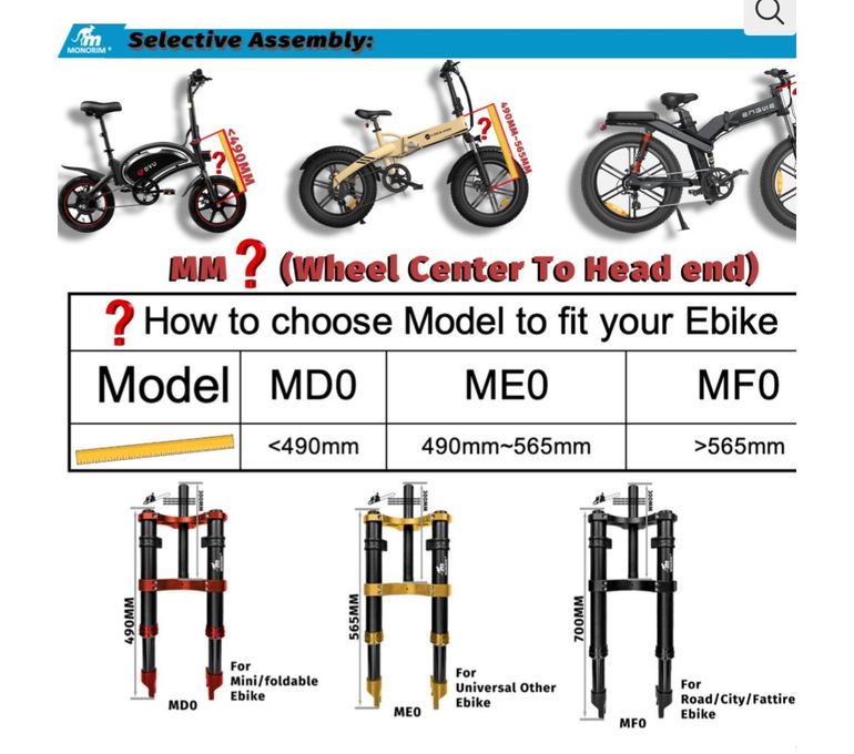 Used monorim MD0/ME0/MF0 dospensione idraulica anteriore per mini/pieghevole/strada/città/fattire ebike- 2025 bike — image 8 of 8