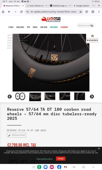 Used Santa Cruz Reserve 57|64 Turbulent Aero Wheelset 2025 Wheels