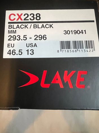 Used Lake CX238 Men's Cycling Shoe EU 46.5 US 13 Black Cycling Shoes