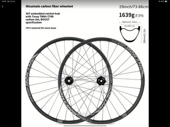 Used kore Ruote MTB Carbon 29” Boost Wheelset 2025 Wheels