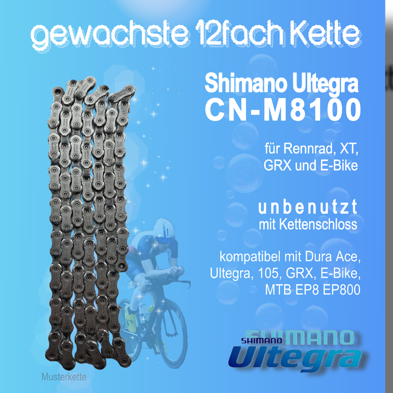 Used Shimano gewachste 12fach Kette CN-M8100 2025 bike — image 1 of 5