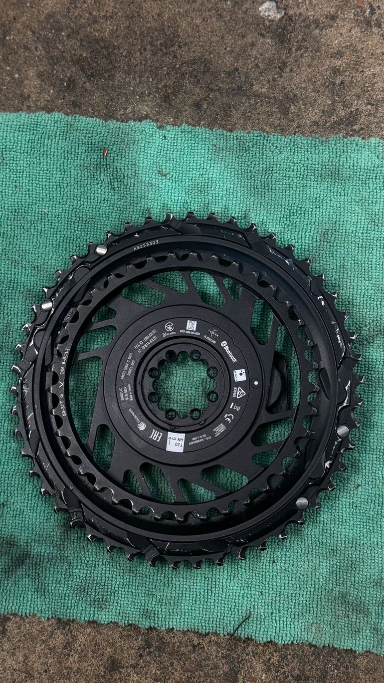 Used Sram RED AXS Chainring Power Meter Kit (Black/Silver) (2 x 12 Speed) (E1) (Inner & Outer) (50/37T) (Direct Mount) 2025 bike — image 4 of 6