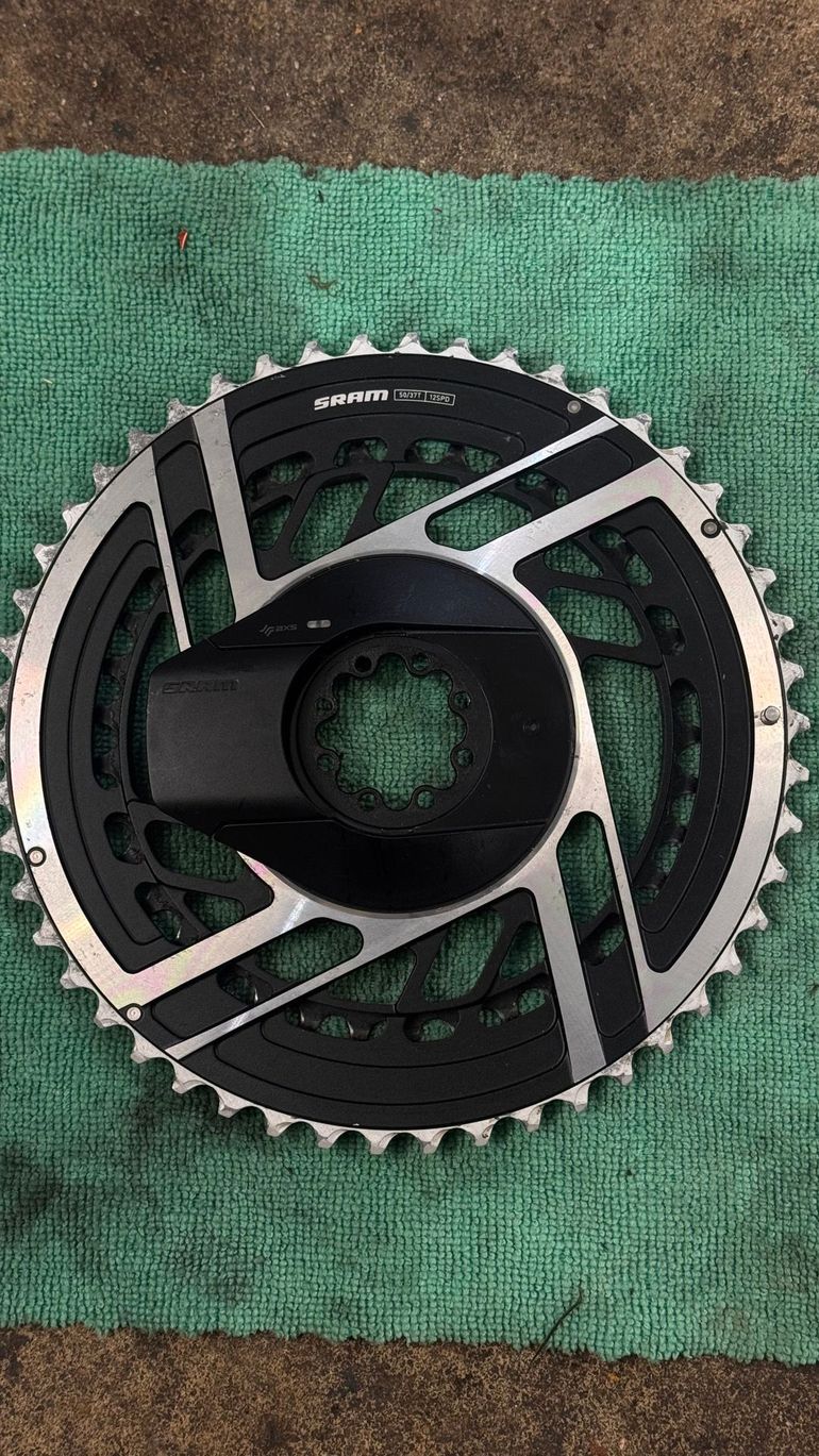 Used Sram RED AXS Chainring Power Meter Kit (Black/Silver) (2 x 12 Speed) (E1) (Inner & Outer) (50/37T) (Direct Mount) 2025 bike — image 2 of 6