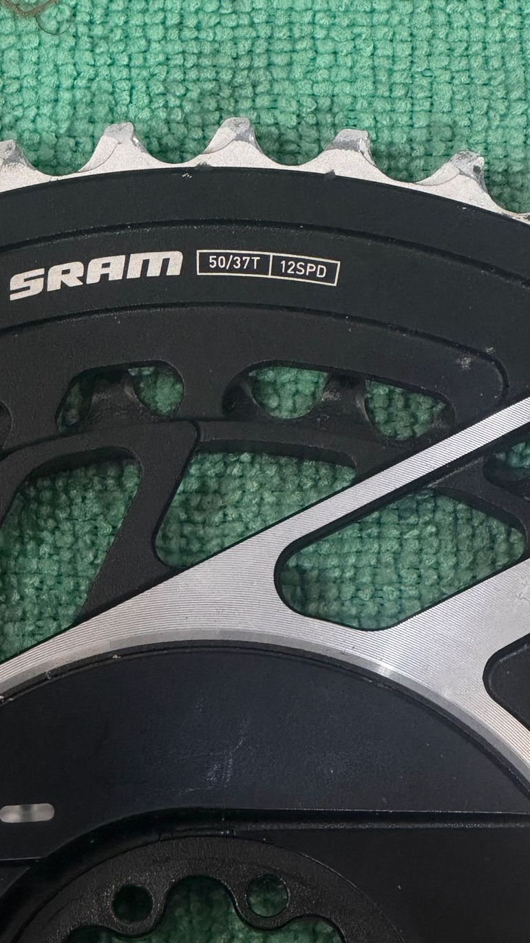 Used Sram RED AXS Chainring Power Meter Kit (Black/Silver) (2 x 12 Speed) (E1) (Inner & Outer) (50/37T) (Direct Mount) 2025 bike — image 3 of 6