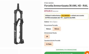 Fox 36 AWL HD Suspension Fork 29" Boost 15x110 150mm Fork usato