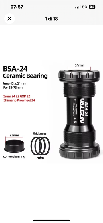 Tweedehands A2B movimento centrale con cuscinetti ceramici BSA bike — afbeelding 11 van 12