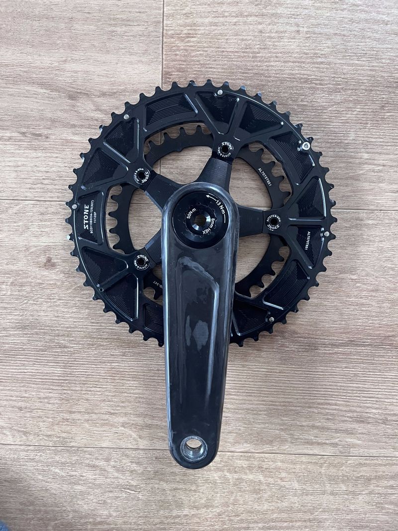 Brugt Stone Bike Round Double Chainring 50/34T 11/12s Drivetrain & Pedals
