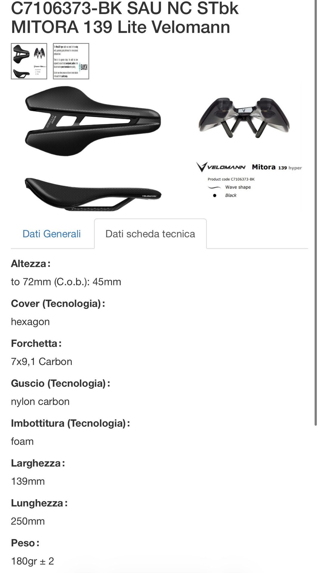 Velomann Sella velomann Mitora 139 Carbon 2025