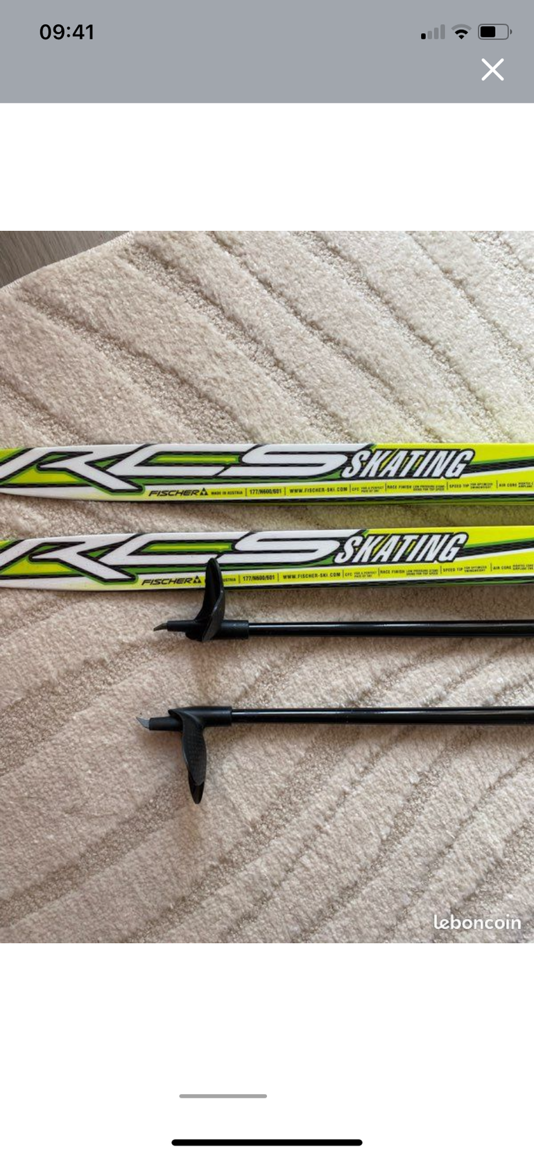 Used Fischer Skis skating FischerRCS 1.77m et bâtons 2025 bike — image 2 of 5