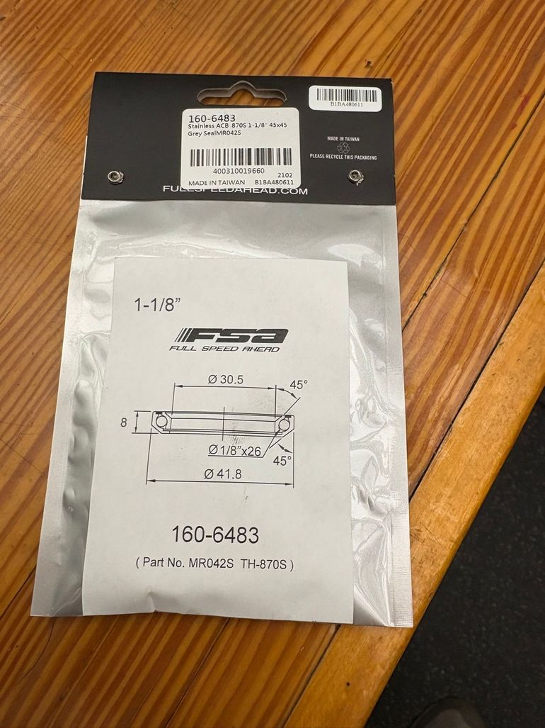 Used Fsa Angular Contact Bearing 1-1/8” 45x45 bike — image 2 of 2