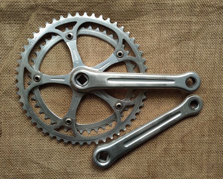 Used galli Criterium 52/43 Double Chainring Crankset 144BCD 170mm 1985 bike — image 1 of 6